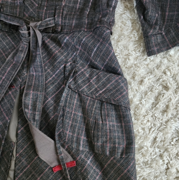 Su & Lola Plaid Peter Pan Collar Trench Coat XL - Picture 5 of 7
